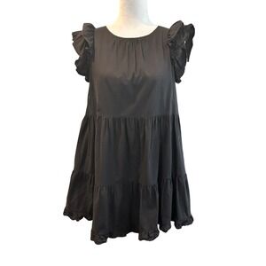 Tiered‎ Ruffle Sleeve Babydoll Dress, Mini Dress with Back Keyhole